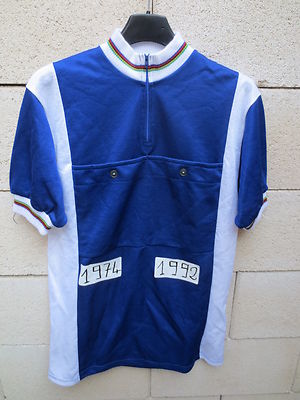 VINTAGE Maillot cycliste U.S MORLAAS 1974 1992 poches devant AU TOUR DE