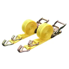 2 Pc 1.5" inch x 15' Ft Ratchet Tie Down Cargo Straps J Hooks