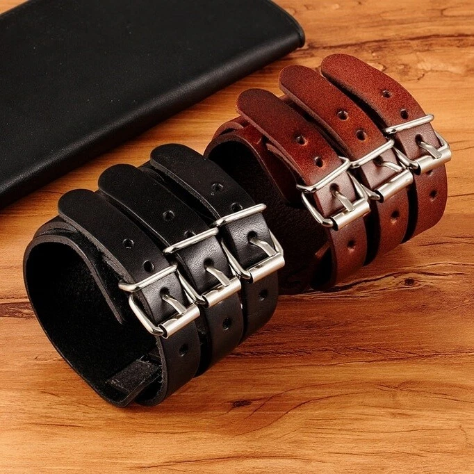 Bracciale Punk – Pelle Marrone Con Punte Nere - Foto 8