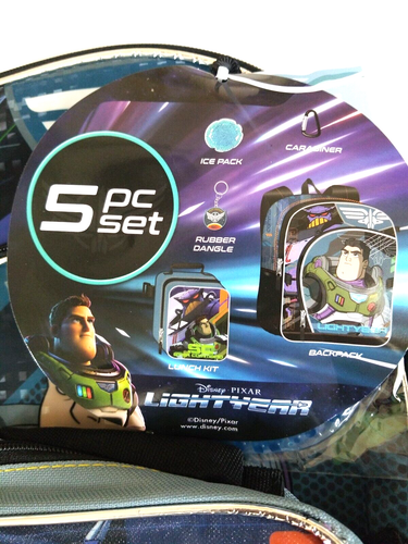Kids Toy Story 5 Piece Backpack Disney Pixar Buzz Light Year Bookbag w/Lunch Bag - Picture 3 of 7