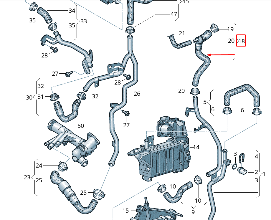 TUYAUX COLACHANT VOLKSWAGEN MULTIVAN T7 STM STN 7E0122157DH ORIGINE NEUF