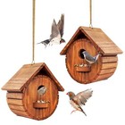 Set of 2 Bird Houses for Outside Outdoor 2 Bird House Room for 2 Bird Familie...