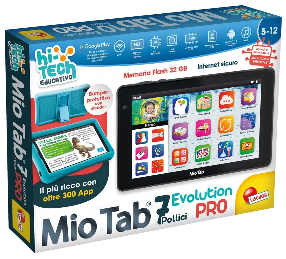 lisciani Tablet per Bambini 5/12 Anni Hi-Tech Mio Tab 7" Evolution Pro 107216 - Immagine 2 di 4