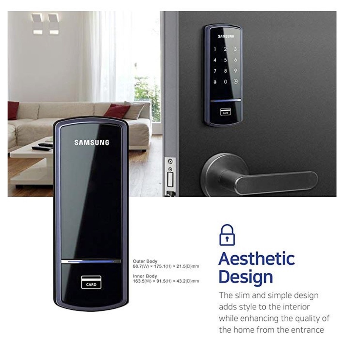 スマートロック　サムスン　新品未使用　SHS-1321 玄関ドア　電子錠　キー ZIGBANG Samsung SHS-1321 Smart Door Lock 2 KeyTags+2Smart KeyTags