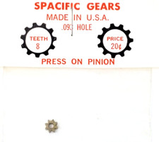 8 Tooth Brass Pinion Gear Slot Car Press On Spacific 48 Pitch .093" Motor Shaft
