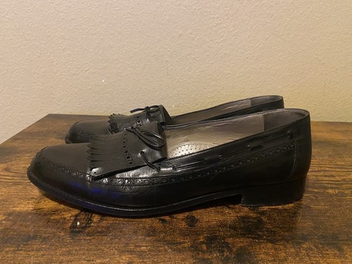 Bally Kiltie Loafer Dress Shoes Black With Tassel Size 10 D - Picture 4 of 8