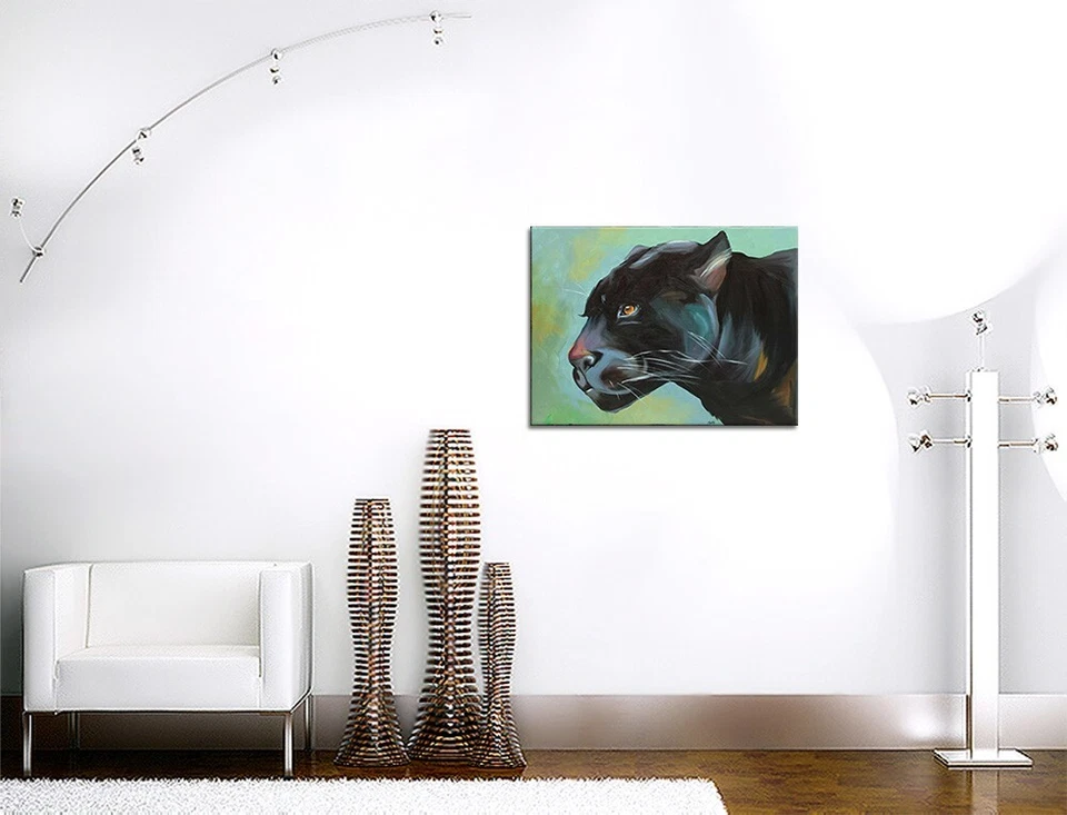 ORIGINAL Acryl Bild Gemälde Puma Abstrakt Malerei Kunst Modern Tiere HANDGEMALT - Bild 3 von 4