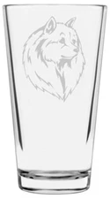 Volpino Italiano Dog Themed Etched All Purpose 16oz Pint Glass