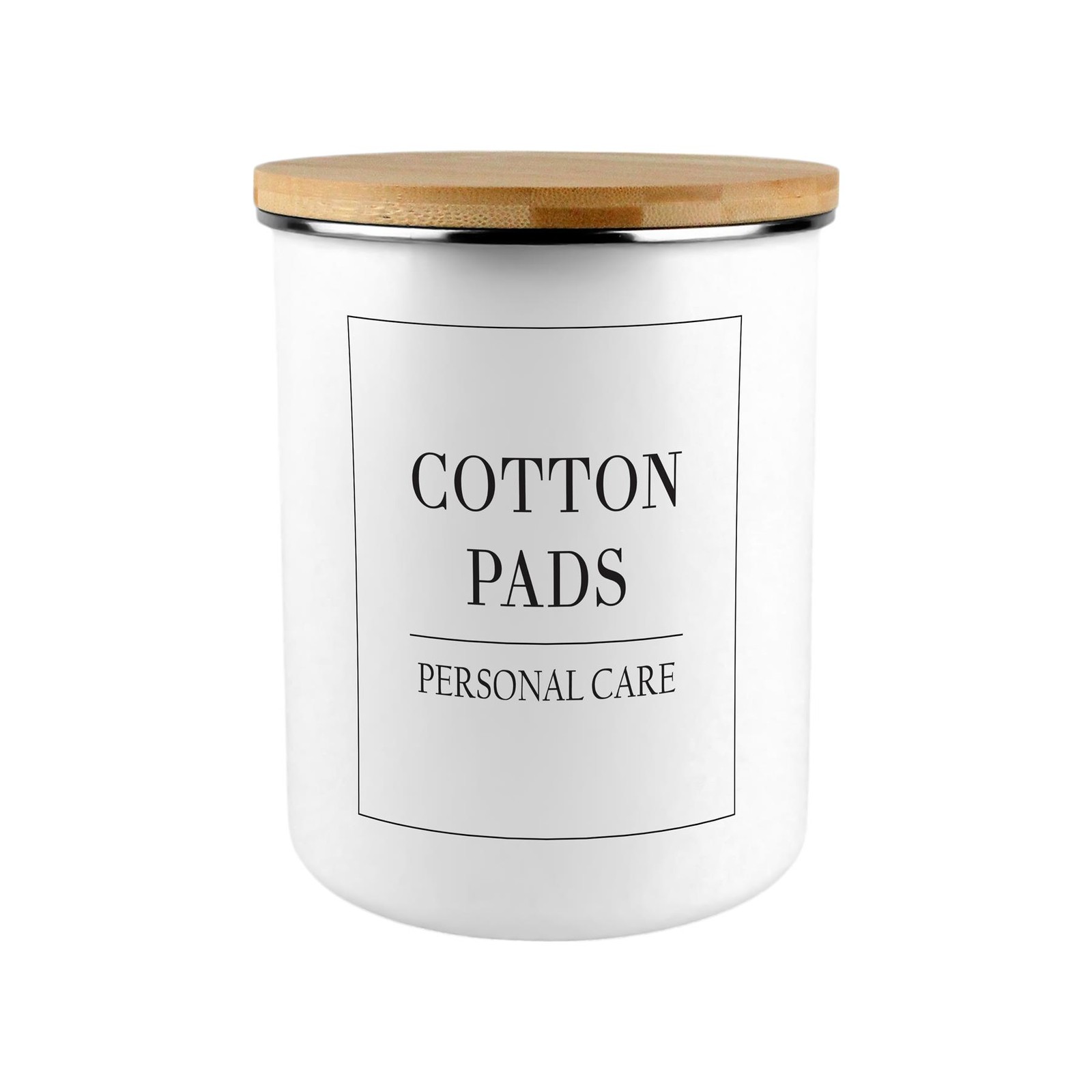 Minimalistic Cotton Pads Canister - Large Enamel Monochrome Bathroom Jar