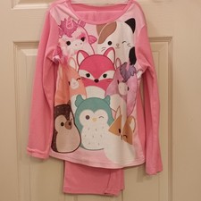 Squishmallows Girls Pink 2pc Fleece Pajama Set Long Sleeve Size M 7/8