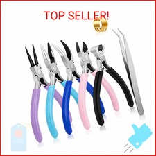 5 Pack Jewelry Pliers Tool Set, Includes Round, Chain, Needle, Bent Zipper Pli