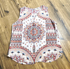 Verse Women's L Paisley Pleated V-Neck Sleeveless Blouse Made In The USA