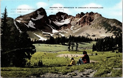 Postcard Broken Top Mountain Oregon Girls Daydreaming In Oregon's Wonderland