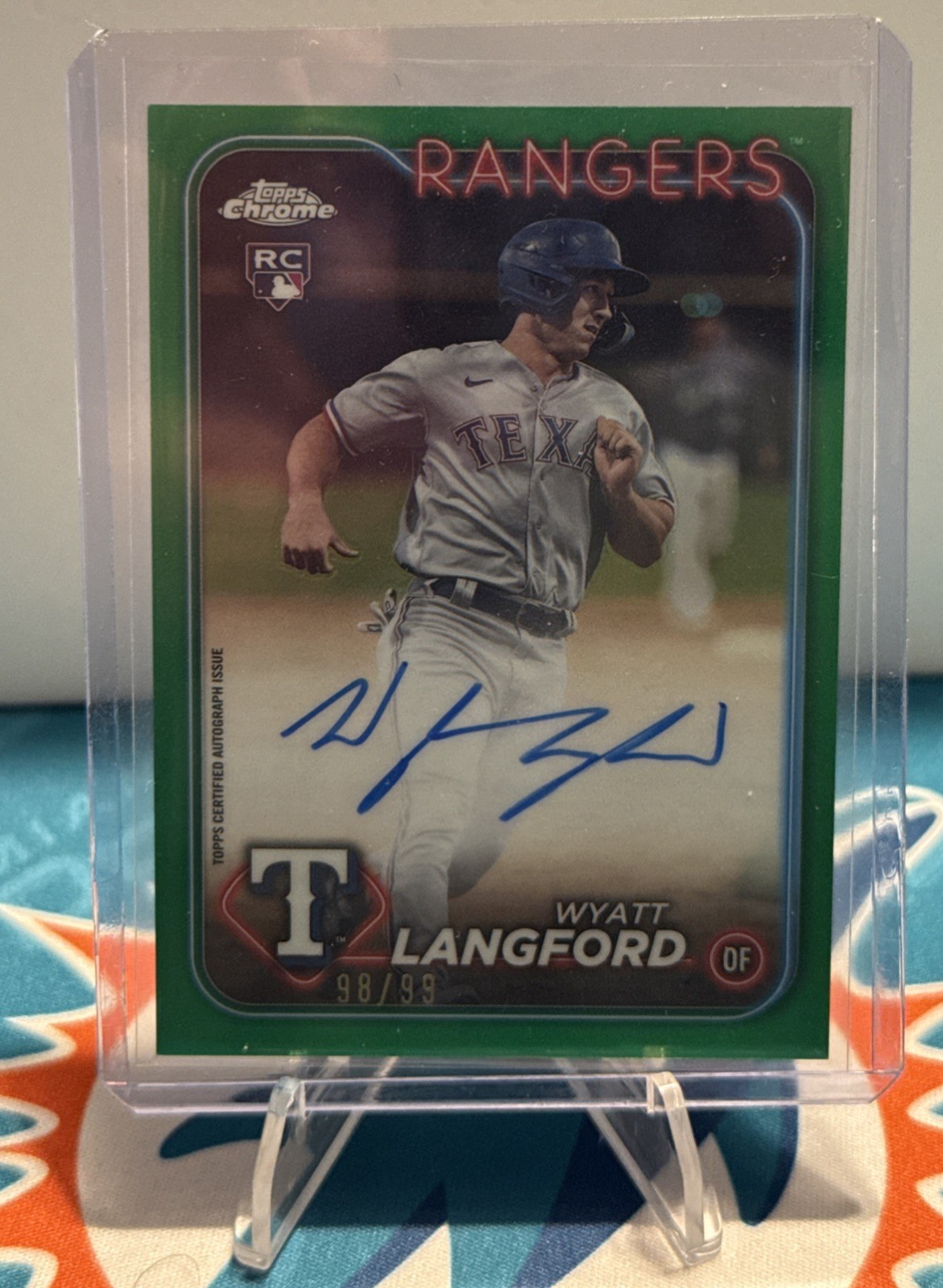 2024 Topps Chrome - Rookie Autographs Wyatt Langford #RA-WL Green Refractor /99