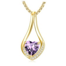 Necklace for Women Birthstone Necklaces for Yellow Gold-02-Feb-Amethyst