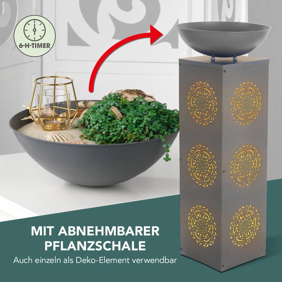 HOBERG XXL Dekosäule mit LED Beleuchtung und Pflanzschale 87cm Stele Beton Optik - Bild 4 von 4