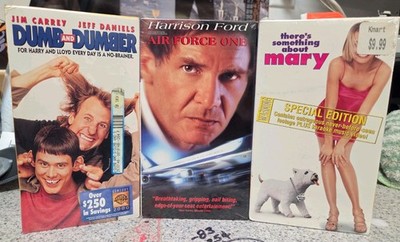 3 SEALED BRAND NEW VHS- DUMB & DUMBER- SOMETHING ABOUT MARY- AIR FORCE ONE.