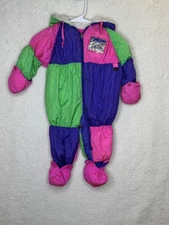 Vintage 90s Rothschild Kute Kiddie Baby Snowsuit M Hooded USA Colorblock 18 M