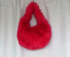 Mini Tasche Fake Fur Webpelz Fell Pelz Handtasche Handgelenkstasche Pink Neu