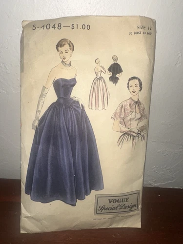 Vintage Vogue Special Design S-4048 Evening Dress & Capelet Pattern s12 b30 h33