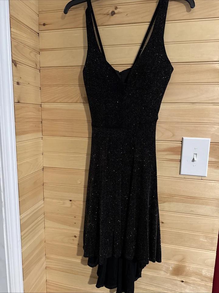 Vestido Inteligente Vintage Años 90 Y2K B Talla 5 Negro Dorado Brillo Caprichoso Gótico Fiesta Evento Foto 2 de 4