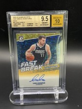 2022 Optic Luka Doncic Fast Break Signatures Gold On Card Auto #9/10 BGS 9.5