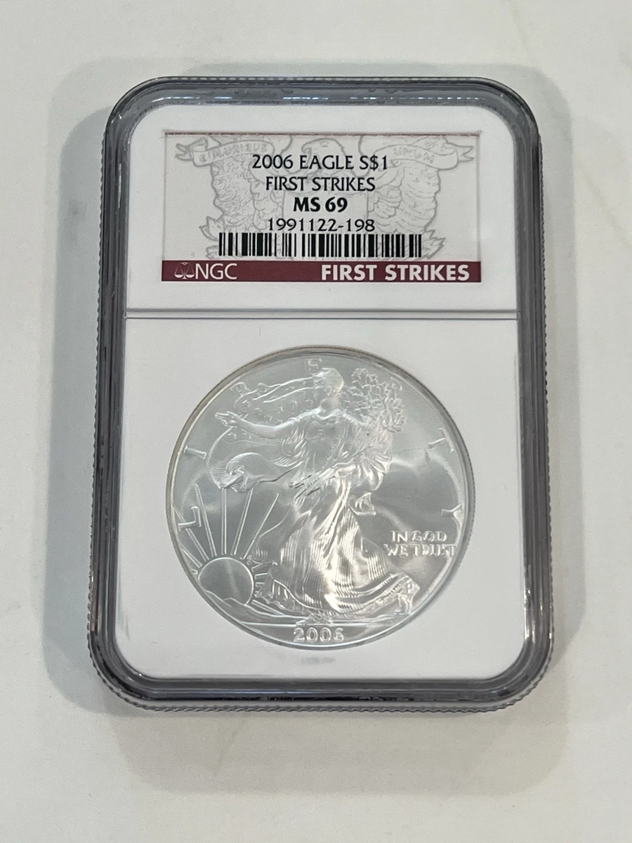 25+ American Eagle MS 69 Graded 2006 Silver Bullion Coins for sale