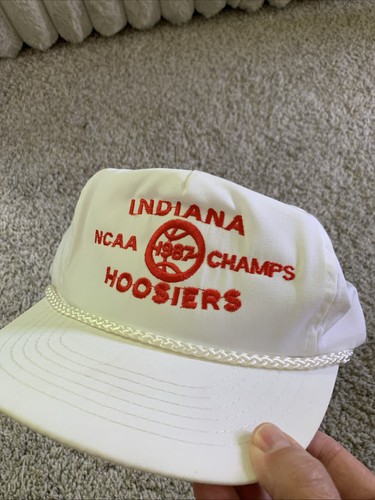 1987 INDIANA HOOSIERS NCAA Basketball National Champions Snap-Back Vintage Hat - Picture 7 of 7