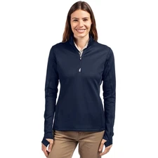 Cutter & Buck Traverse Stretch Eco Quarter Zip Womens Pullover Navy Large