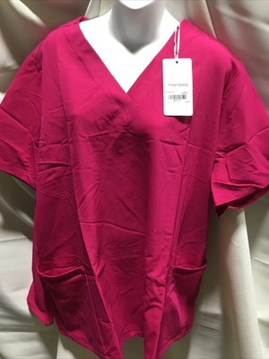 Mandala Scrubs Women 6-Pocket Top Size 3XL Color Raspberry NWT