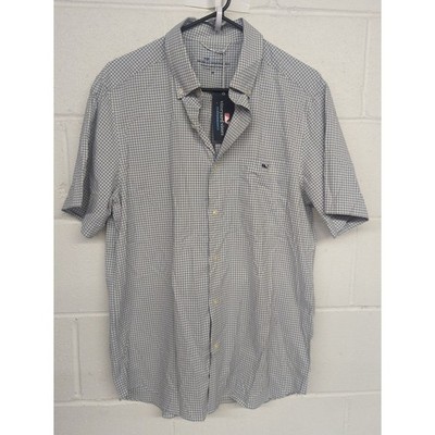Neu Vineyard Vines Performance Szm Grau Kariert für Unterwegs Gingham