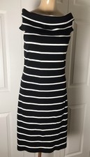 RALPH LAUREN Black/White Stripe Pullover Cotton Dress Women’s S EUC
