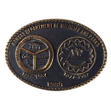 Kansas Department Of Wildlife and Parks Belt Buckle 1988 Fish Game KS Vintage