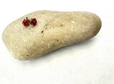 Sterling Silver 925 Small Red Rose Stud Earrings