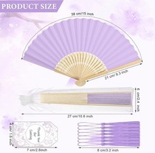 100 Set Folding Fans Wedding Fans Bamboo Hand Held Sandalwood Fans with THANK CA