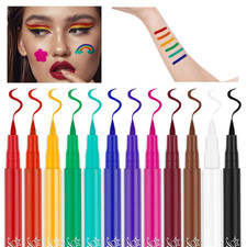 12 Colors Matte Liquid Eyeliner Set, Colorful Neon Eyeliner Pencil Rainbow Water