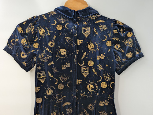 Modcloth x Collectif Swing Dress US size 14 Velvet Collar Pockets Navy RARE NWT - Picture 12 of 15