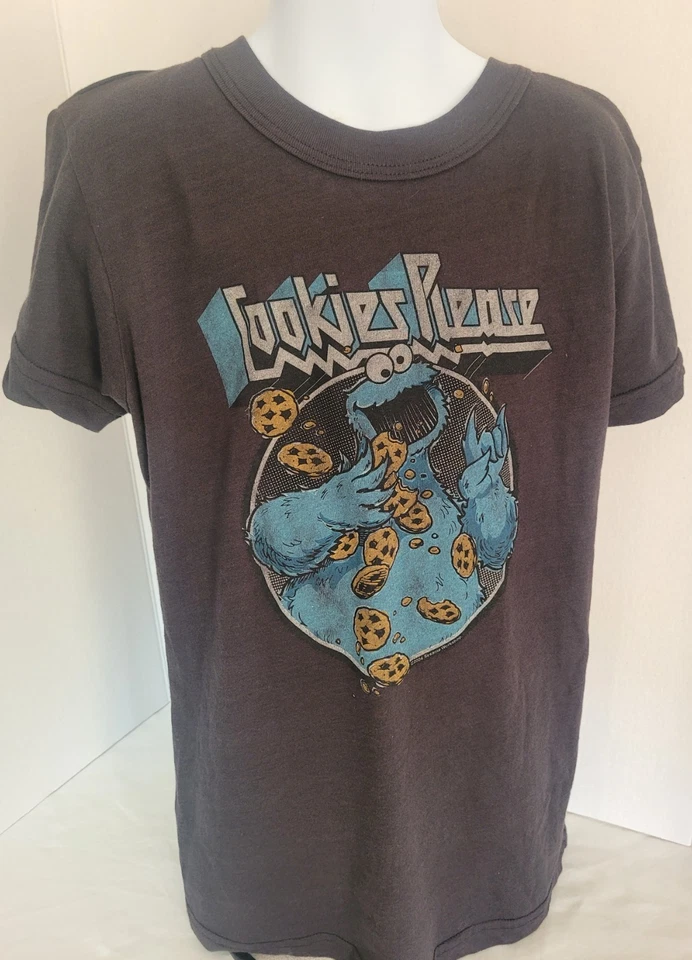 NOVA Camiseta Junk Food Cookie Monster “Cookies Please” Meninas Juventude Med. Vintage - Imagem 3 de 4