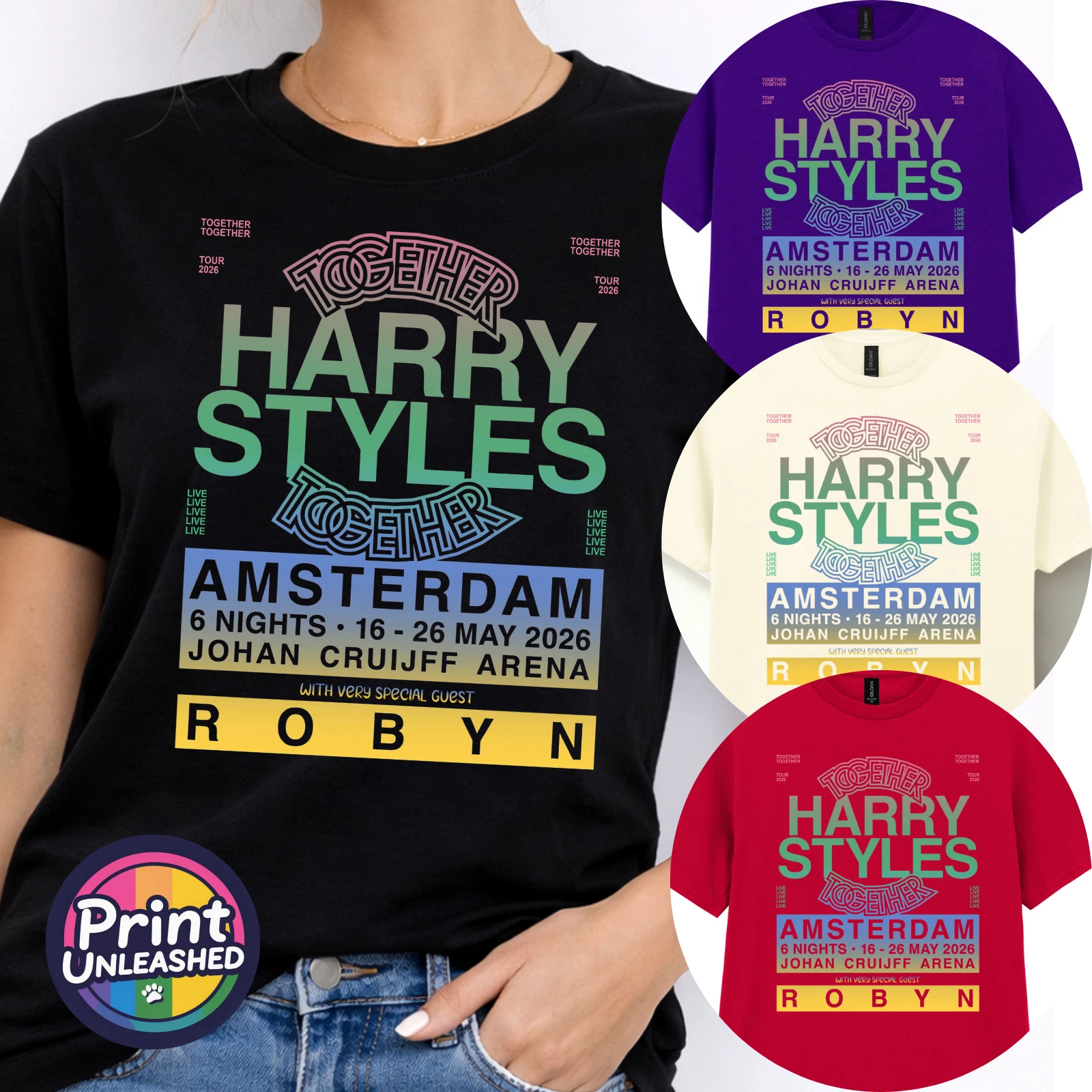 Printed T-Shirt Harry Styles Together Tour Amsterdam Tee Adult Unisex S-2XL