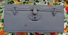 Vintage 1940s Flat-grey Small Steel Toolbox Vintage 1940s Flat-grey Small Steel Toolbox