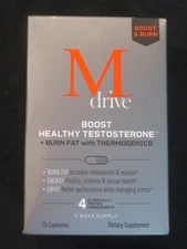 M Drive Boost Healthy Testosterone + Burn Fat with Thermogenics 75 Capsules