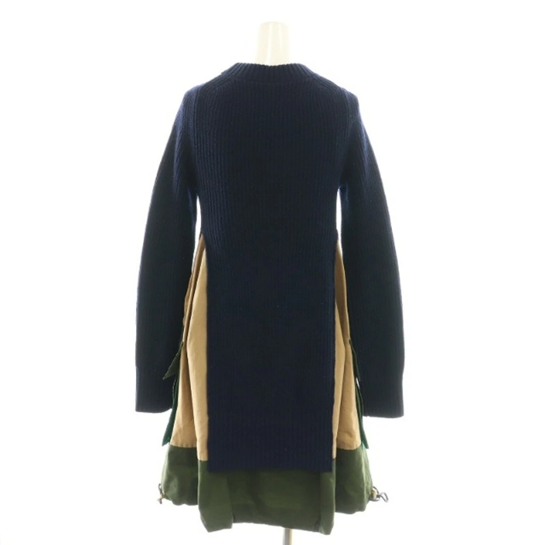 Abito Sacai lana maglia grosgrain lunghezza ginocchio 1 blu navy 21 05800 HK usato1f634ed