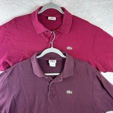 Lacoste Polo Shirt Mens Large Short Sleeve Croc Logo Red Preppy Bundle Lot Of 2