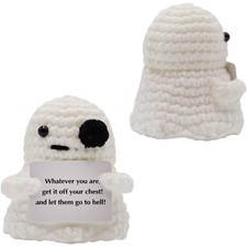 Crochet Ghost Doll Handmade Halloween Plush Ornament Funny Room Decor Gift