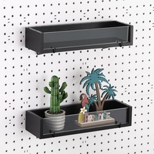 2 Pcs Pegboard Shelf Wood with Acrylic 12.2 x 3.94 Inch Display Shelves Brack...
