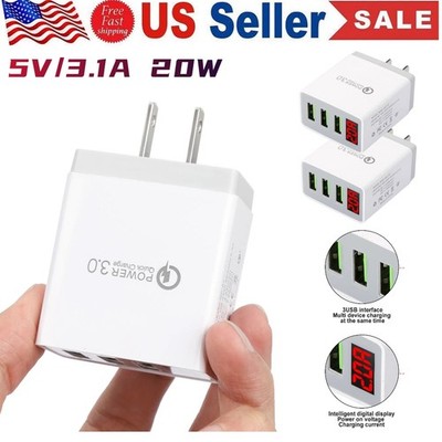 3 PACK 3 Port USB Home Wall Fast Charger for Cell Phone iPhone Samsung Android