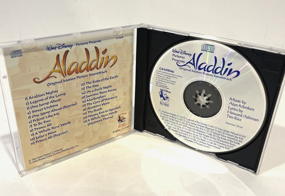ALADDIN ORIGINAL MOTION PICTURE SOUNDTRACK CD ALBUM 1992 WALT DISNEY RECORDS - Image 3 of 4