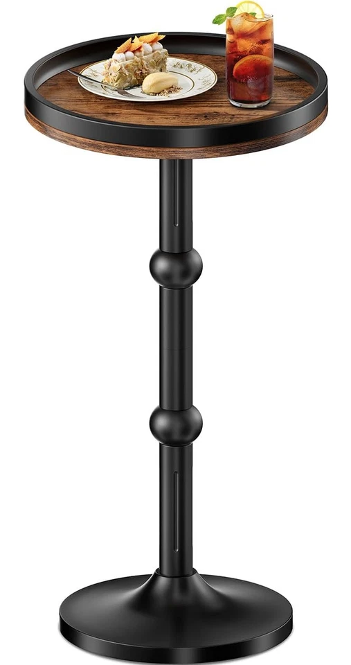 Mesa auxiliar redonda, pequeña mesa de bebidas para espacios pequeños, mesitas de noche mesa auxiliar de acento Foto 2 de 4