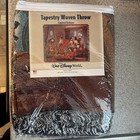 Disney World Woven Tapestry Throw Blanket 60 x 50 Mickey Minnie Pluto Fireplace