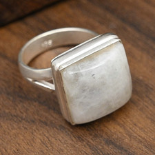 Rainbow Moonstone Gemstone Handmade 925 Solid Sterling Silver Jewelry Ring